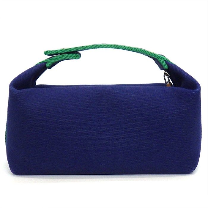 Hermes Bath Pouch/handbag Brid A Black PM Marine Cotton Silver Hardware