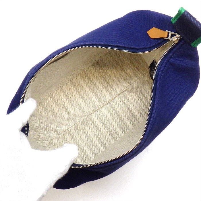 Hermes Bath Pouch/handbag Brid A Black PM Marine Cotton Silver Hardware