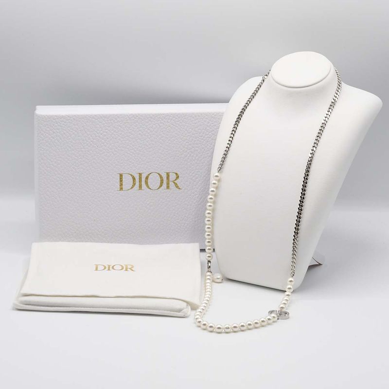 Christian DIOR Long Necklace 30 Montaigne Faux Pearl Accessories With Box H19577