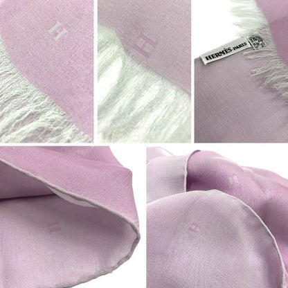 Hermes Margiela Period Shawl Purple Bi-color H Logo Silk Aq12139