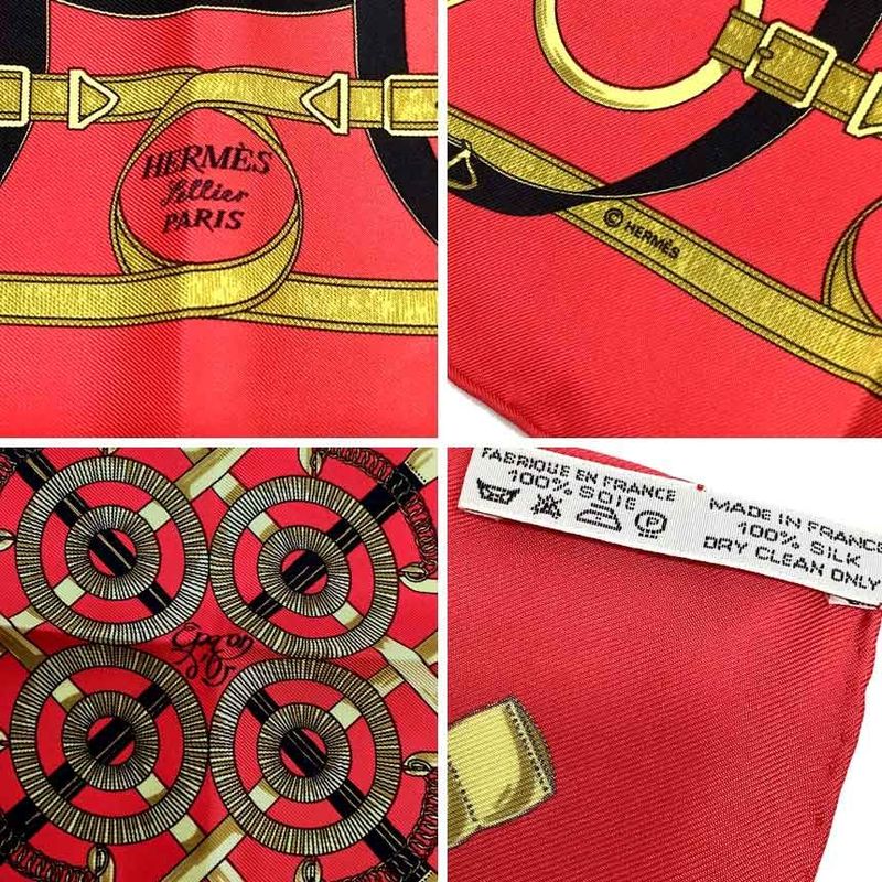 Hermes Carré 45 Scarf Eperon D'or Eperon D'or Golden Spur Red Aq12114