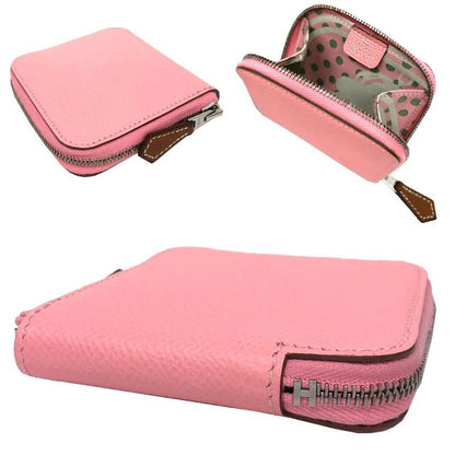 Hermes Azap Compact Mini Silk Quinn Pink Brides DE GALA A POIS Dot Pattern Coin