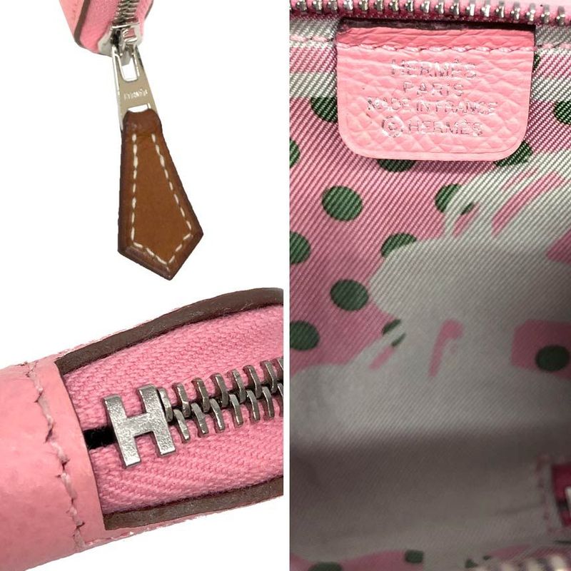 Hermes Azap Compact Mini Silk Quinn Pink Brides DE GALA A POIS Dot Pattern Coin