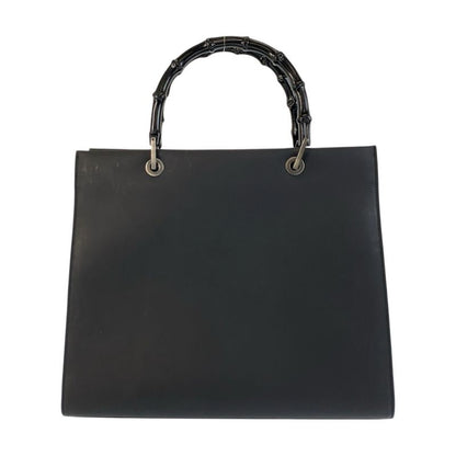 Gucci Bamboo Black Leather 002 1010 Handbag Tote Bag Women 505777