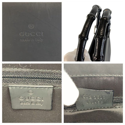 Gucci Bamboo Black Leather 002 1010 Handbag Tote Bag Women 505777