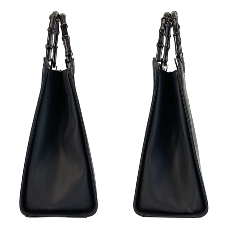 Gucci Bamboo Black Leather 002 1010 Handbag Tote Bag Women 505777