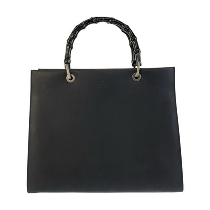 Gucci Bamboo Black Leather 002 1010 Handbag Tote Bag Women 505777