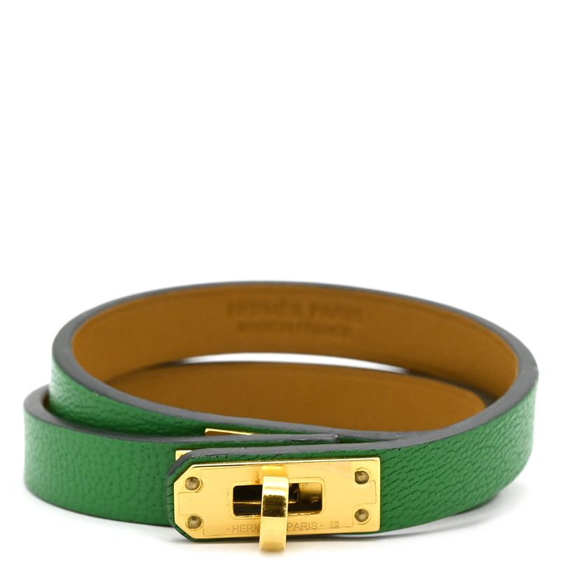 Hermes Bracelet Kerry Dubre Tour Leather Metal Shamkira Bamboo and Gold T2 Gold