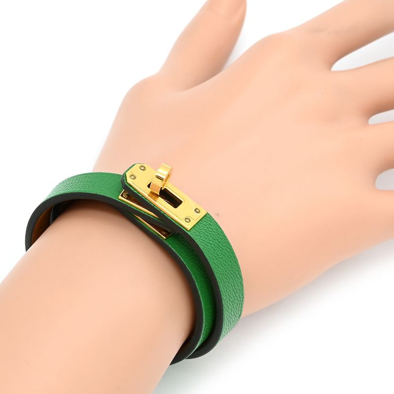 Hermes Bracelet Kerry Dubre Tour Leather Metal Shamkira Bamboo and Gold T2 Gold