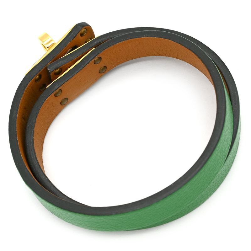 Hermes Bracelet Kerry Dubre Tour Leather Metal Shamkira Bamboo and Gold T2 Gold