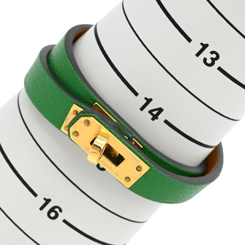 Hermes Bracelet Kerry Dubre Tour Leather Metal Shamkira Bamboo and Gold T2 Gold