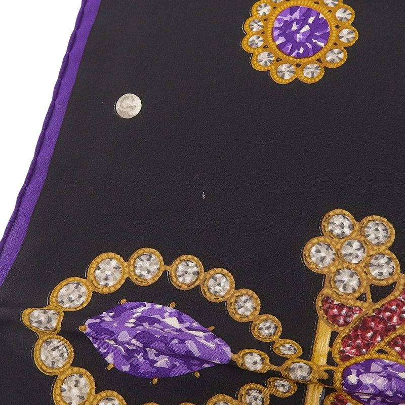 Very Rare Item With Box Cartier Super Large Silk Shawl 130cm (51.18in) Black