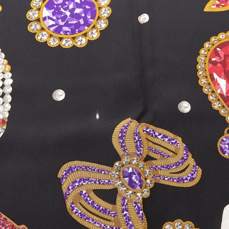 Very Rare Item With Box Cartier Super Large Silk Shawl 130cm (51.18in) Black