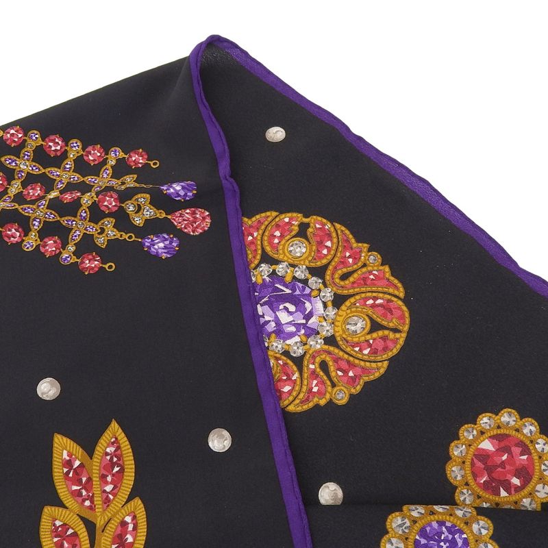 Very Rare Item With Box Cartier Super Large Silk Shawl 130cm (51.18in) Black