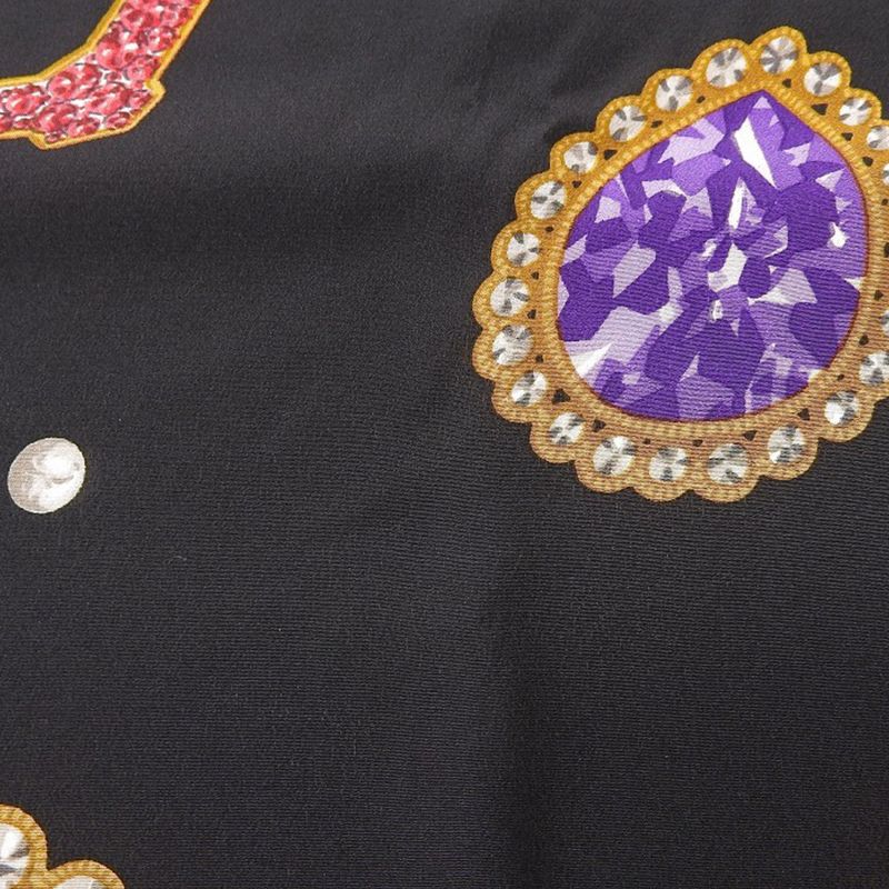 Very Rare Item With Box Cartier Super Large Silk Shawl 130cm (51.18in) Black