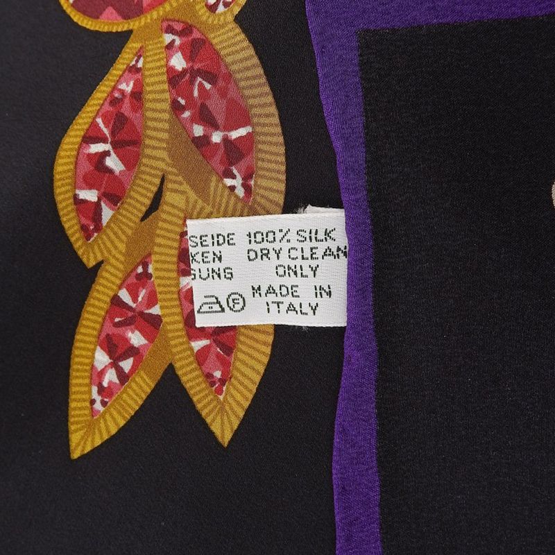 Very Rare Item With Box Cartier Super Large Silk Shawl 130cm (51.18in) Black