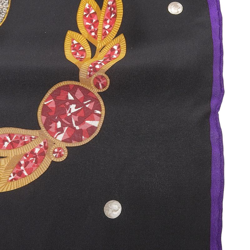 Very Rare Item With Box Cartier Super Large Silk Shawl 130cm (51.18in) Black