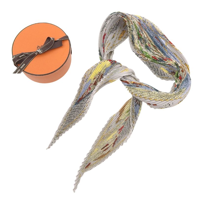 Boxed Super Hermes Rare Item Mont Sainct Michel Mont Saint Michel Pleated Scarf