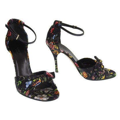 Gucci Vintage Flora Silk Satin Heeled Sandals 36.5 23-23.5cm (9.25in) 2025 Item