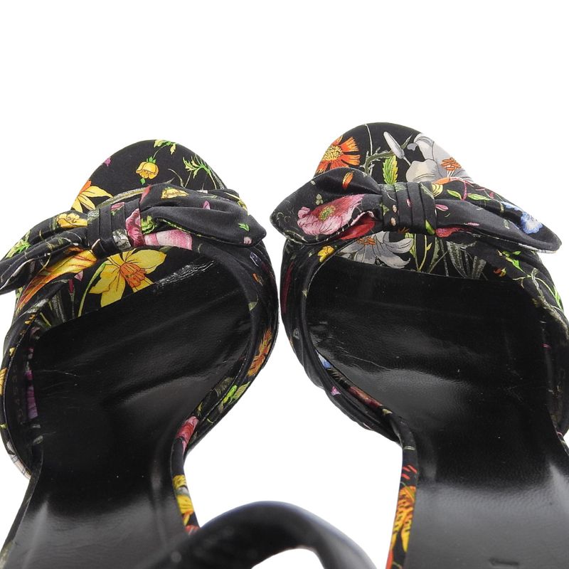 Gucci Vintage Flora Silk Satin Heeled Sandals 36.5 23-23.5cm (9.25in) 2025 Item