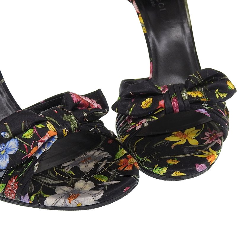 Gucci Vintage Flora Silk Satin Heeled Sandals 36.5 23-23.5cm (9.25in) 2025 Item