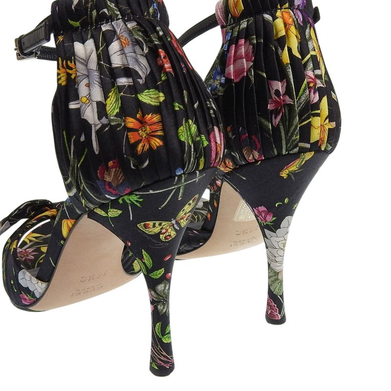 Gucci Vintage Flora Silk Satin Heeled Sandals 36.5 23-23.5cm (9.25in) 2025 Item