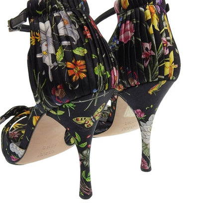Gucci Vintage Flora Silk Satin Heeled Sandals 36.5 23-23.5cm (9.25in) 2025 Item