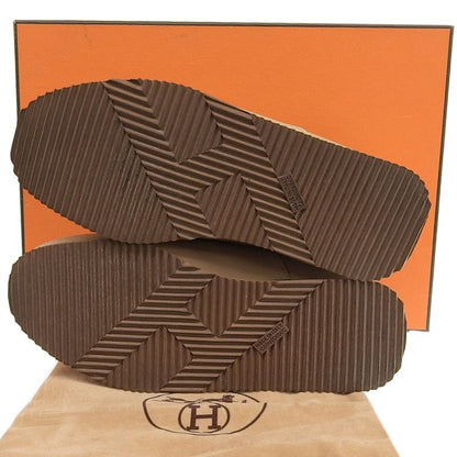 Hermes Quick H Logo Calf Leather Flat Sneakers 37 23.5-24cm (9.45in) Ladies