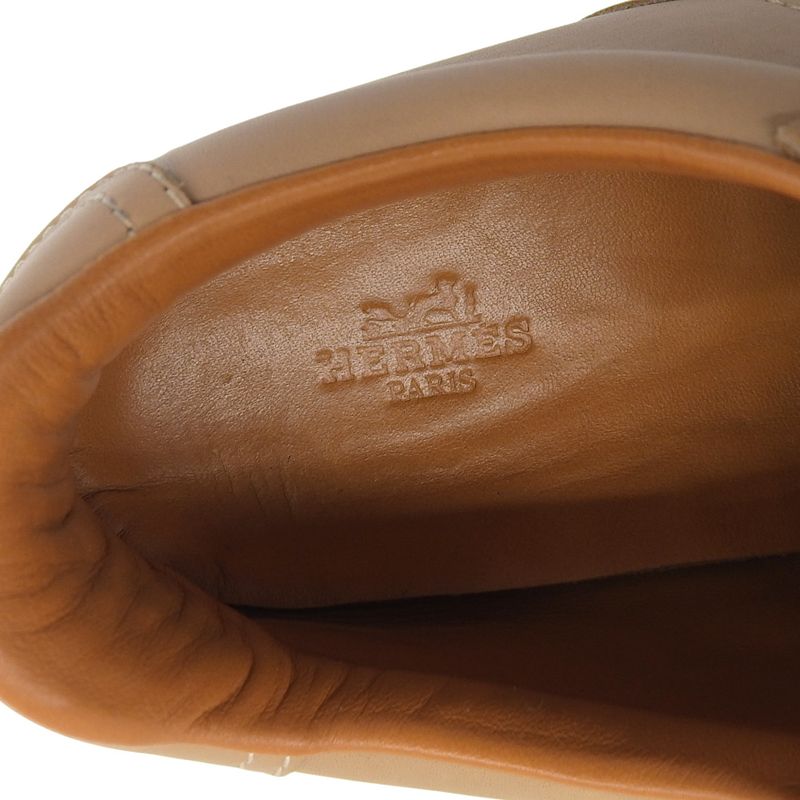 Hermes Quick H Logo Calf Leather Flat Sneakers 37 23.5-24cm (9.45in) Ladies