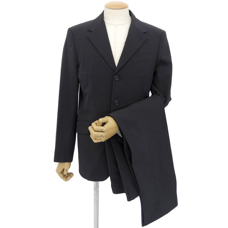 Prada Black Tag A8050 Polyester Satin Tailored Jacket Slacks Setup Suit 48