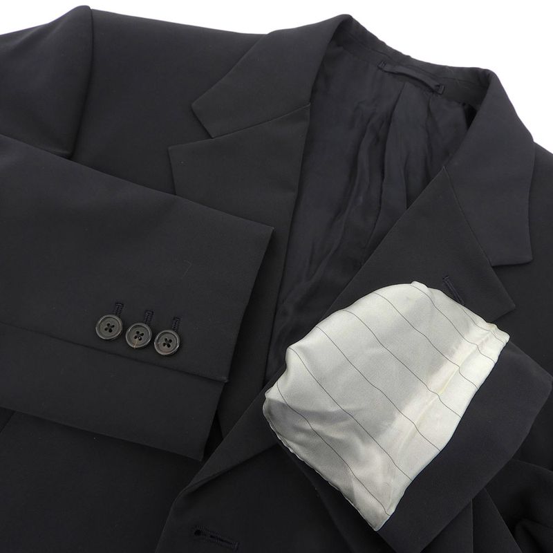 Prada Black Tag A8050 Polyester Satin Tailored Jacket Slacks Setup Suit 48