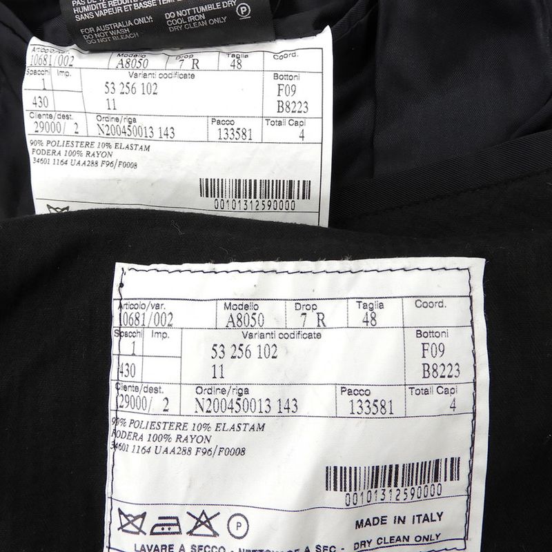 Prada Black Tag A8050 Polyester Satin Tailored Jacket Slacks Setup Suit 48