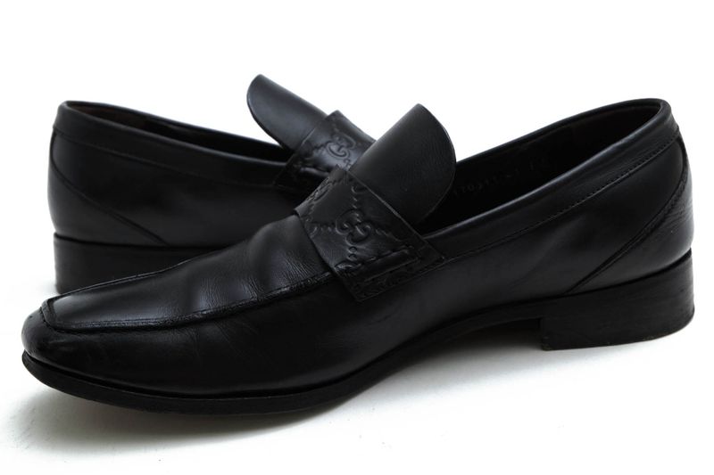 Gucci Coin Loafers Penny Loafers Shoes Men Leather Genuine Black 170311 GG