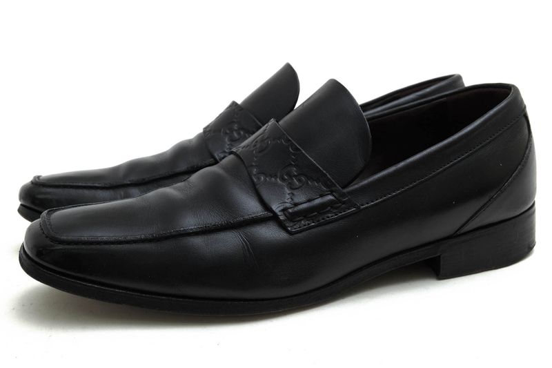 Gucci Coin Loafers Penny Loafers Shoes Men Leather Genuine Black 170311 GG