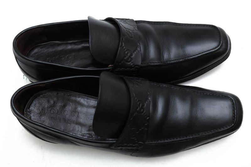 Gucci Coin Loafers Penny Loafers Shoes Men Leather Genuine Black 170311 GG
