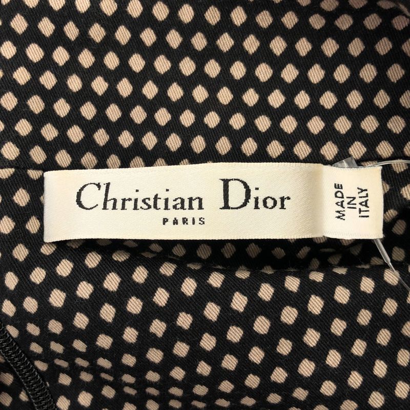 Christian Dior Sleeveless Dotted Dress 2c21656c1385 Black Ivory 40