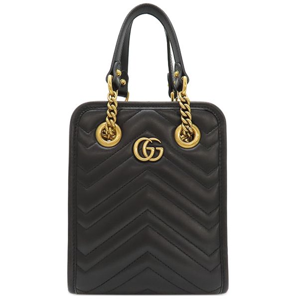 Gucci 2way Bag GG Marmont Quilted Leather Black Mattogo Old Hardware Black