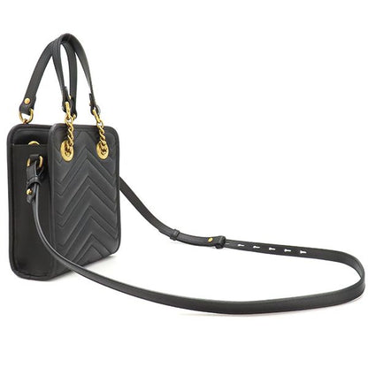 Gucci 2way Bag GG Marmont Quilted Leather Black Mattogo Old Hardware Black