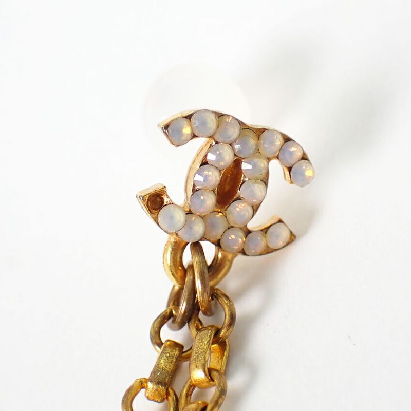 Chanel Coco Mark 5 Rhinestone Earrings One Side //j83-5