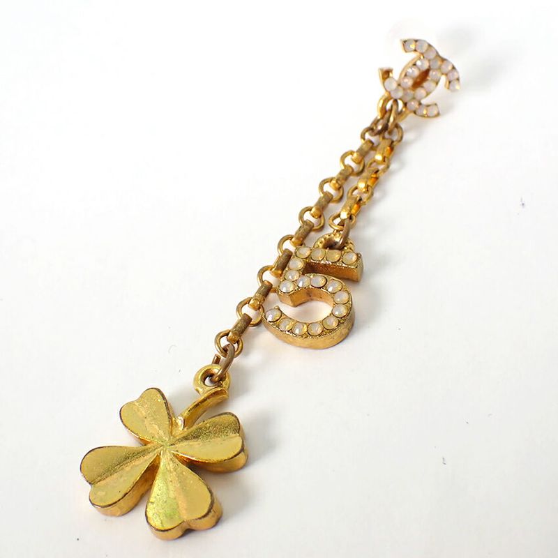 Chanel Coco Mark 5 Rhinestone Earrings One Side //j83-5