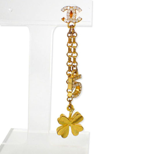 Chanel Coco Mark 5 Rhinestone Earrings One Side //j83-5