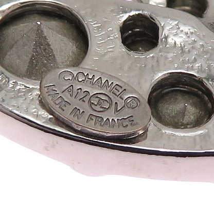 Chanel Crystal Embellished CC Logo Silver-Tone Brooch