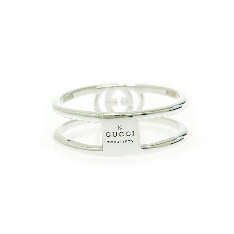 Gucci Silver Slim Open Band Ring 2.5g 925 Engraved 498496 Ring with Box