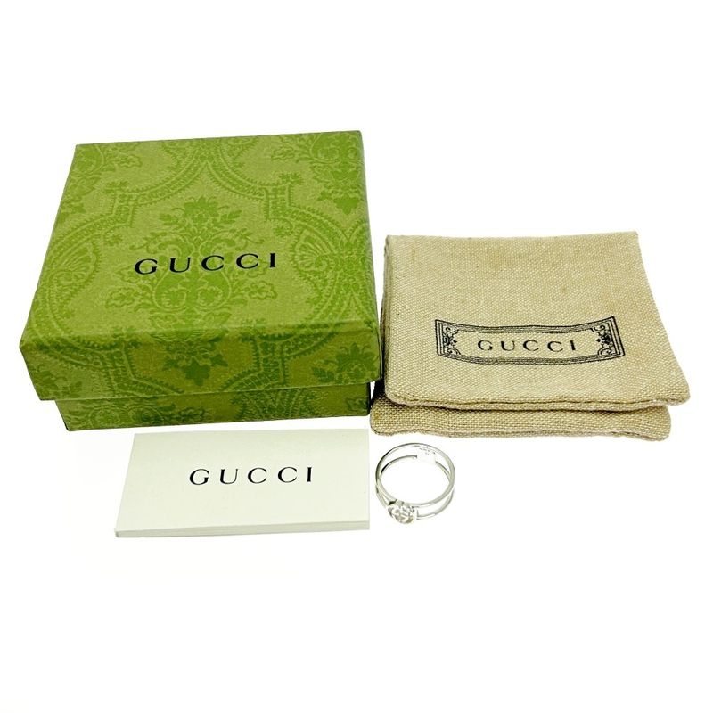 Gucci Silver Slim Open Band Ring 2.5g 925 Engraved 498496 Ring with Box