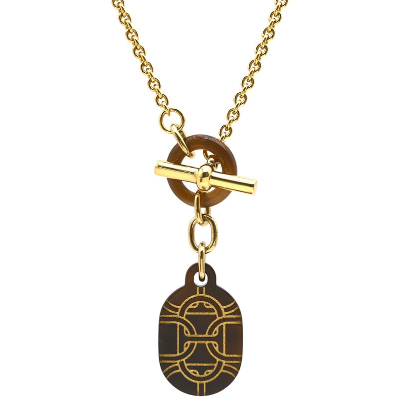 Hermes Necklace Chaine D'ancre Metal Buffalo Horn Doré Gold Hardware Chaine