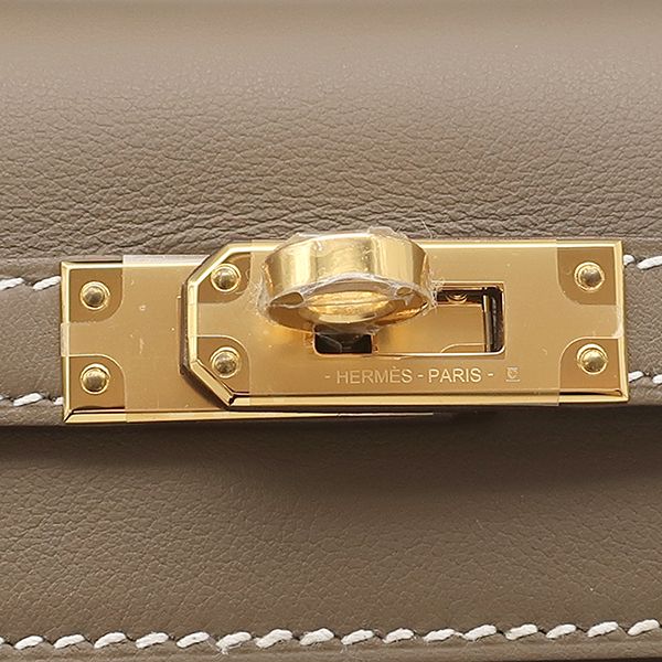 Hermes Handbag Pochette Kelly Mini Vorsluft Etoupe Gold Hardware Never Used
