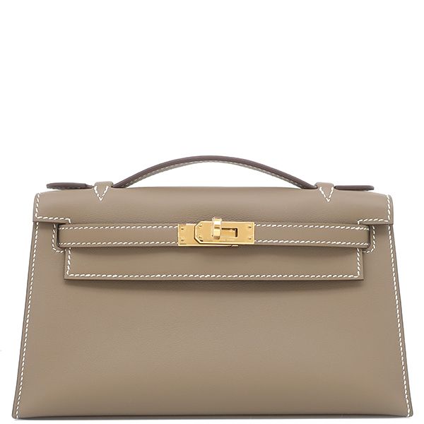 Hermes Handbag Pochette Kelly Mini Vorsluft Etoupe Gold Hardware Never Used