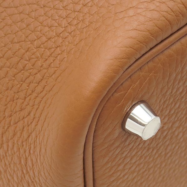 Hermes Handbag Picotin Lock PM Taurillon Clemence Gold Silver Hardware Brown
