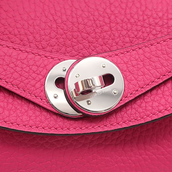 Hermes 2-Way Bag Lindy 26 Taurillon Clemence Rose Shocking Silver Hardware