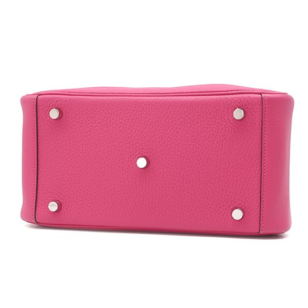 Hermes 2-Way Bag Lindy 26 Taurillon Clemence Rose Shocking Silver Hardware